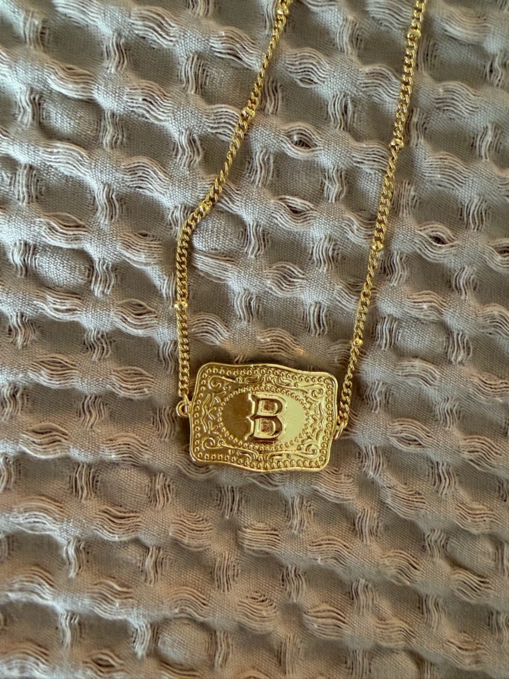 Gold Letter 'B' Pendant Belt Buckle Necklace - Elegant Women’s Jewelry